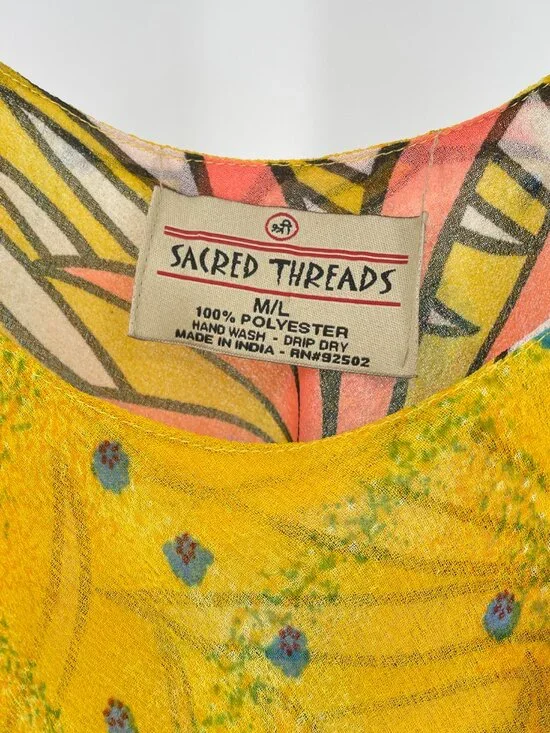 Sacred Threads Reversible 2-Piece Set Yellow Tropical Boho Skirt M/L - Picture 4 of 11